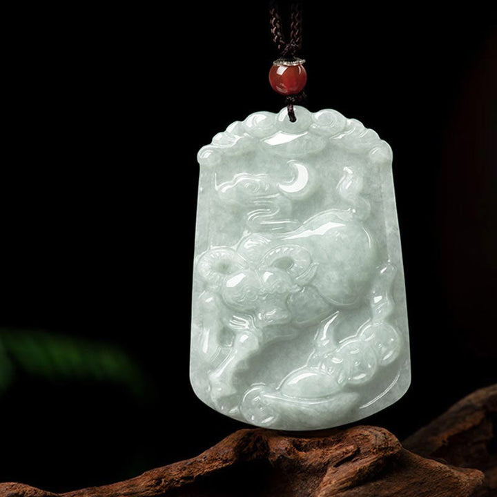 Buddha Stones Naturalny Jadeit 12 Chiński Zodiak Obfitość Amulet Wisiorek Naszyjnik - Wół - image 12