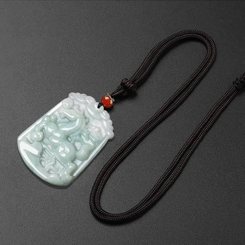 Buddha Stones Naturalny Jadeit 12 Chiński Zodiak Obfitość Amulet Wisiorek Naszyjnik - image 20