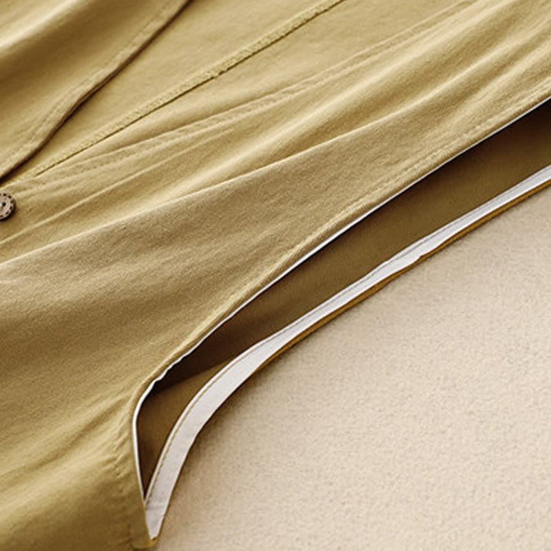 Kamizelka damska z bawełny bez rękawów z kieszeniami i guzikami z przodu w jednolitym kolorze z Buddha Stones - image 4