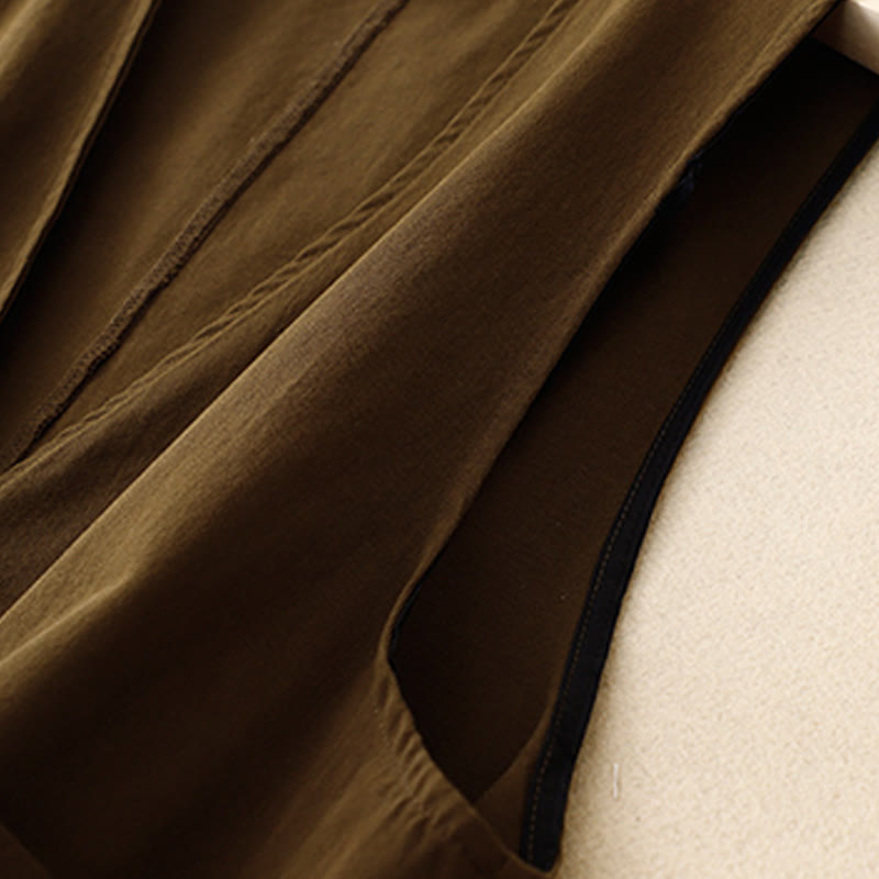 Kamizelka damska z bawełny bez rękawów z kieszeniami i guzikami z przodu w jednolitym kolorze z Buddha Stones - image 10