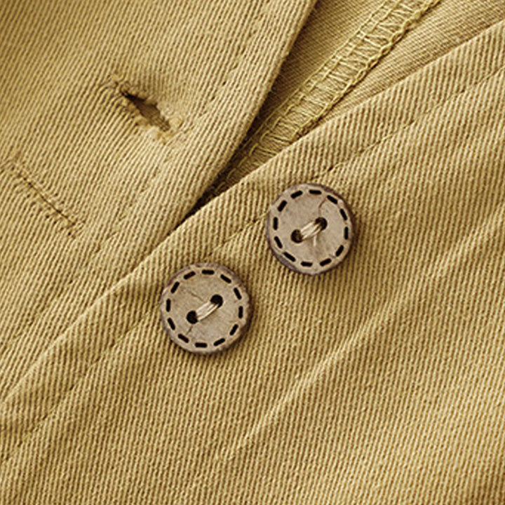 Kamizelka damska z bawełny bez rękawów z kieszeniami i guzikami z przodu w jednolitym kolorze z Buddha Stones - image 5