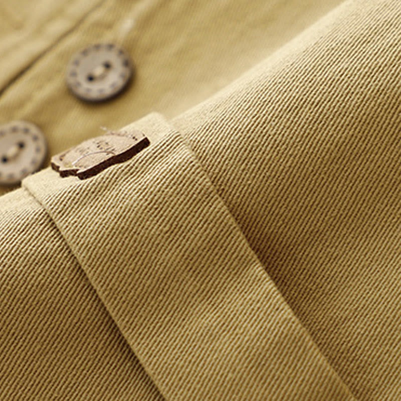 Kamizelka damska z bawełny bez rękawów z kieszeniami i guzikami z przodu w jednolitym kolorze z Buddha Stones - image 6