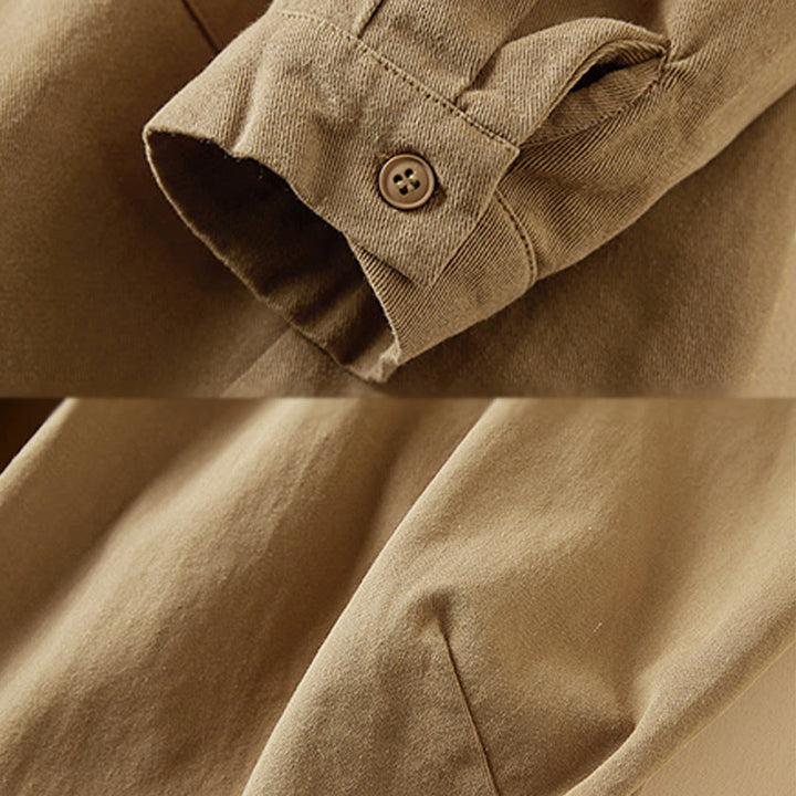 Kurtka damska z długim rękawem z bawełny i lnu z kieszeniami i nieregularnym wzorem "Buddha Stones" - image 8