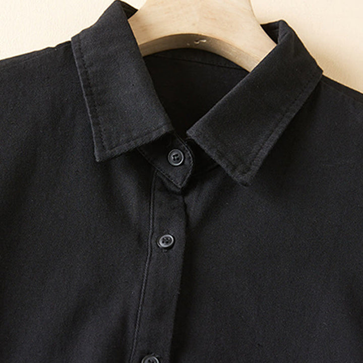 Kurtka damska z długim rękawem z bawełny i lnu z kieszeniami i nieregularnym wzorem "Buddha Stones" - image 12