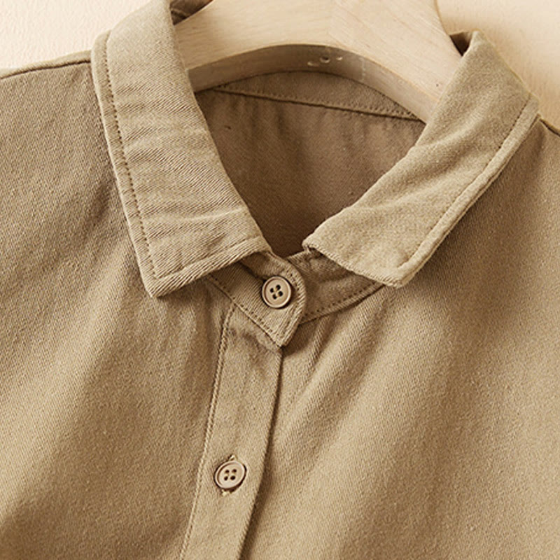 Kurtka damska z długim rękawem z bawełny i lnu z kieszeniami i nieregularnym wzorem "Buddha Stones" - image 3