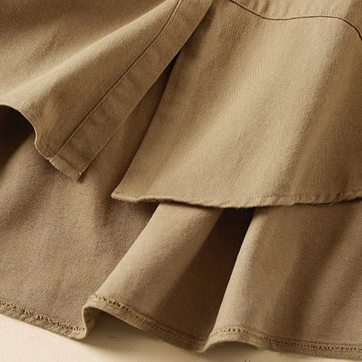 Kurtka damska z długim rękawem z bawełny i lnu z kieszeniami i nieregularnym wzorem "Buddha Stones" - image 6