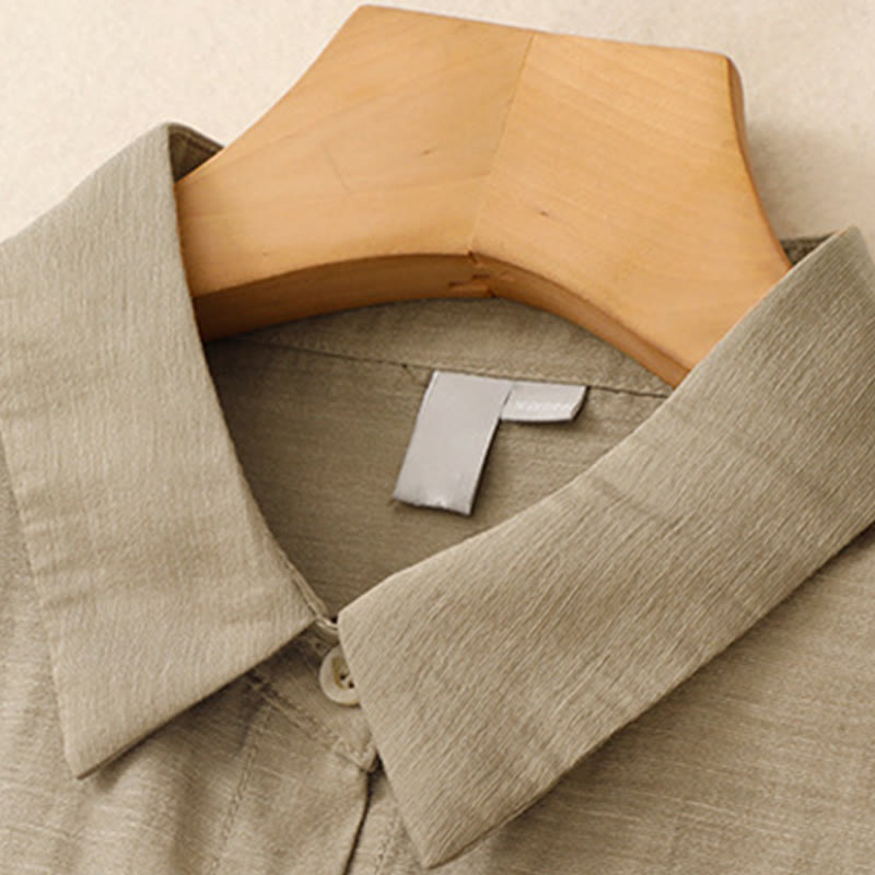 Koszula z krótkim rękawem i spódnicą z kieszeniami, 2 sztuki , Buddha Stones, długość 7-8, komplet z bawełny i lnu dla kobiet - image 4