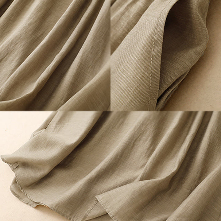 Koszula z krótkim rękawem i spódnicą z kieszeniami, 2 sztuki , Buddha Stones, długość 7-8, komplet z bawełny i lnu dla kobiet - image 13