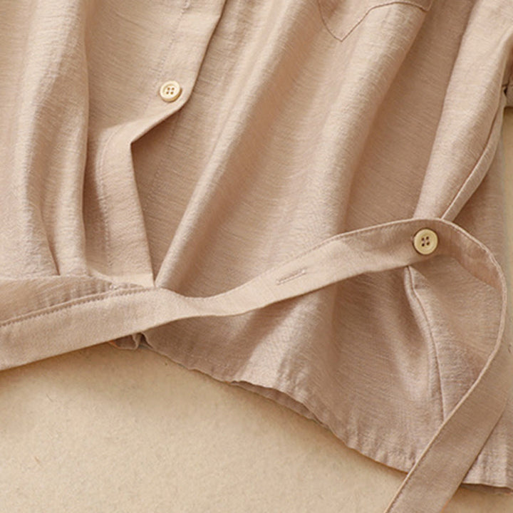 Koszula z krótkim rękawem i spódnicą z kieszeniami, 2 sztuki , Buddha Stones, długość 7-8, komplet z bawełny i lnu dla kobiet - image 20