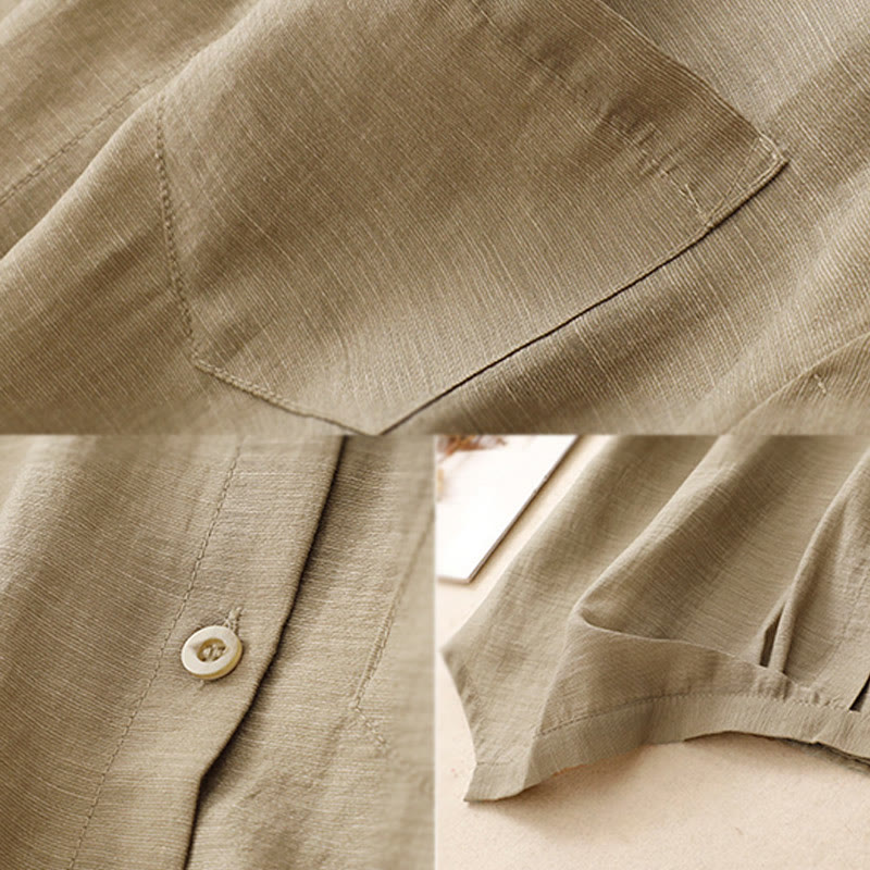 Koszula z krótkim rękawem i spódnicą z kieszeniami, 2 sztuki , Buddha Stones, długość 7-8, komplet z bawełny i lnu dla kobiet - image 12