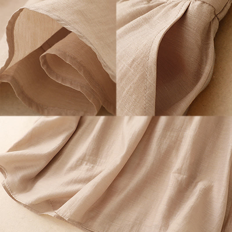 Koszula z krótkim rękawem i spódnicą z kieszeniami, 2 sztuki , Buddha Stones, długość 7-8, komplet z bawełny i lnu dla kobiet - image 23