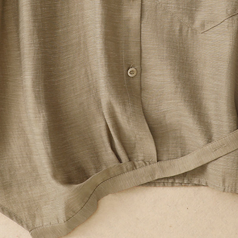 Koszula z krótkim rękawem i spódnicą z kieszeniami, 2 sztuki , Buddha Stones, długość 7-8, komplet z bawełny i lnu dla kobiet - image 6