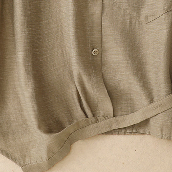 Koszula z krótkim rękawem i spódnicą z kieszeniami, 2 sztuki , Buddha Stones, długość 7-8, komplet z bawełny i lnu dla kobiet - image 6