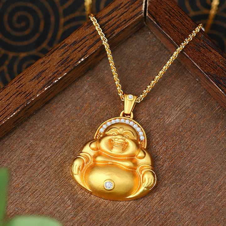 Naszyjnik z Buddha Stones z miedzi, śmiejący się Budda, wzór szczęścia - image 2
