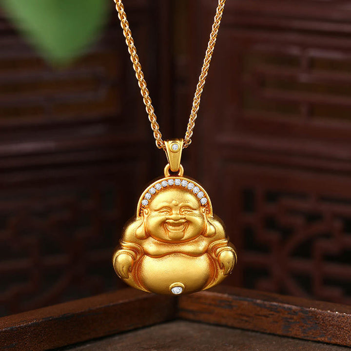Naszyjnik z Buddha Stones z miedzi, śmiejący się Budda, wzór szczęścia - Miedziany Budda - image 1