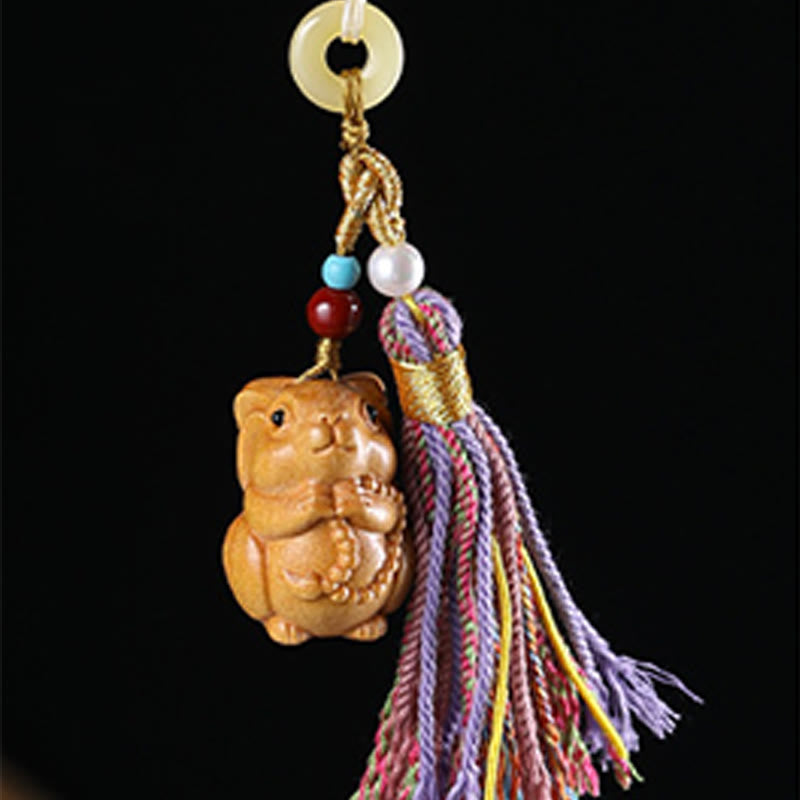 Buddha Stones sandałowego, 12 chińskich błogosławieństw zodiaku, kolorowe frędzle, brelok do kluczy - image 20