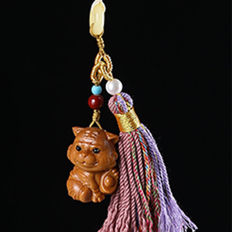 Buddha Stones sandałowego, 12 chińskich błogosławieństw zodiaku, kolorowe frędzle, brelok do kluczy - image 18