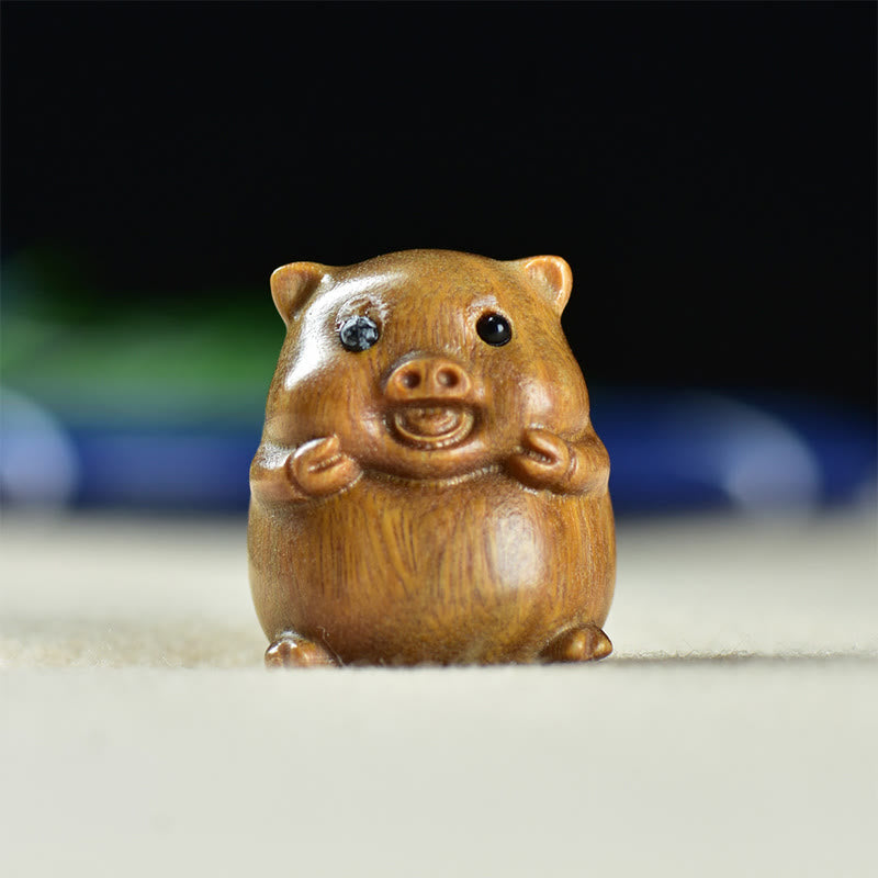 Buddha Stones Zielone drzewo sandałowe Małe liście Czerwone drzewo sandałowe Urocze zwierzęta świnki Pozytywna dekoracja - Zielona świnka sandałowa (25*23*23mm) - image 1