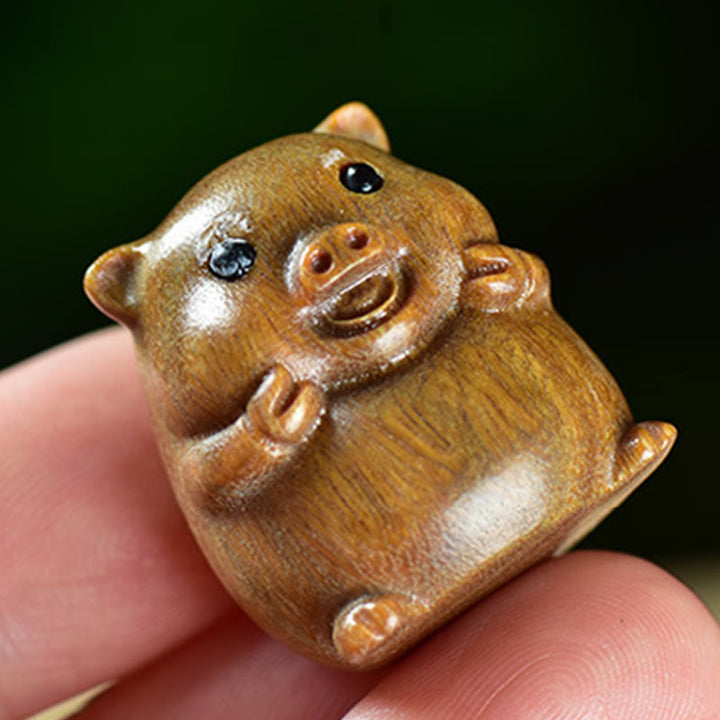 Buddha Stones Zielone drzewo sandałowe Małe liście Czerwone drzewo sandałowe Urocze zwierzęta świnki Pozytywna dekoracja - image 3