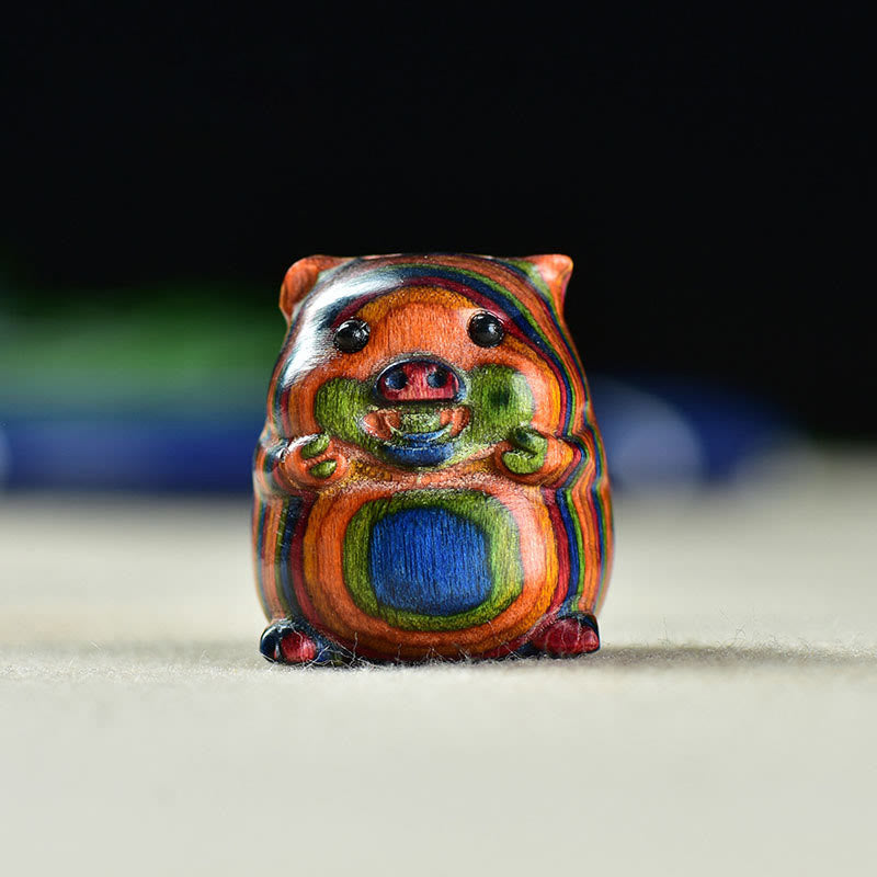 Buddha Stones Zielone drzewo sandałowe Małe liście Czerwone drzewo sandałowe Urocze zwierzęta świnki Pozytywna dekoracja - Tęczowa świnka eukaliptusowa (25*23*23mm) - image 13
