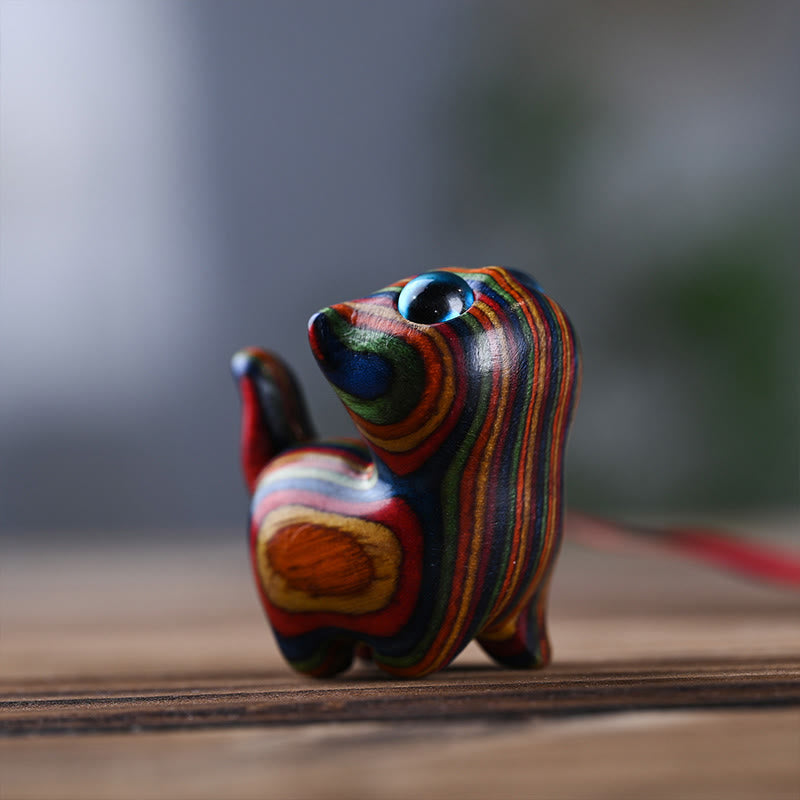 Buddha Stones Tęczowy Eukaliptus Słodkie Koty Zwierzęta Spokojna Dekoracja - image 1