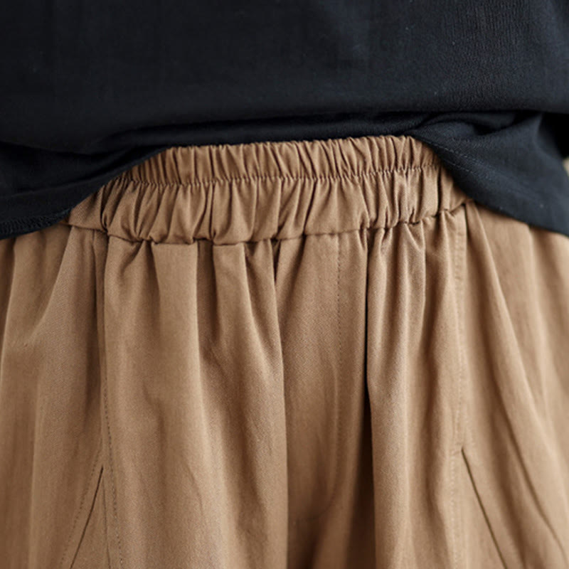 Spodnie damskie z szerokimi nogawkami i kieszeniami, z szerokimi nogawkami i gładkimi bawełnianymi wstawkami z Buddha Stones , 7-8 - image 19