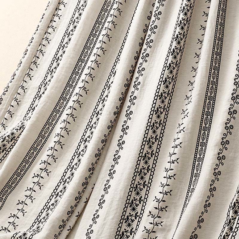 Spodnie damskie z szerokimi nogawkami i kieszeniami, z nadrukiem pionowym, z bawełny i lnu, z Buddha Stones - image 13