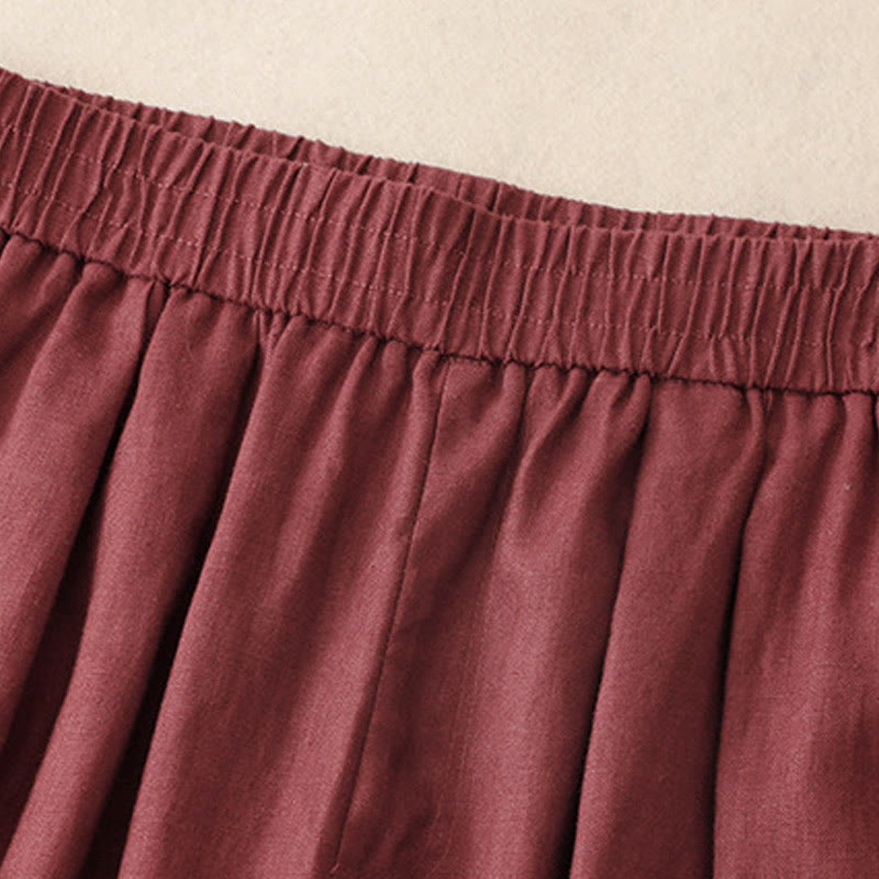 Letnie, gładkie, damskie spodnie haremowe z bawełny i lnu z kieszeniami w kolorze "Buddha Stones" - image 8