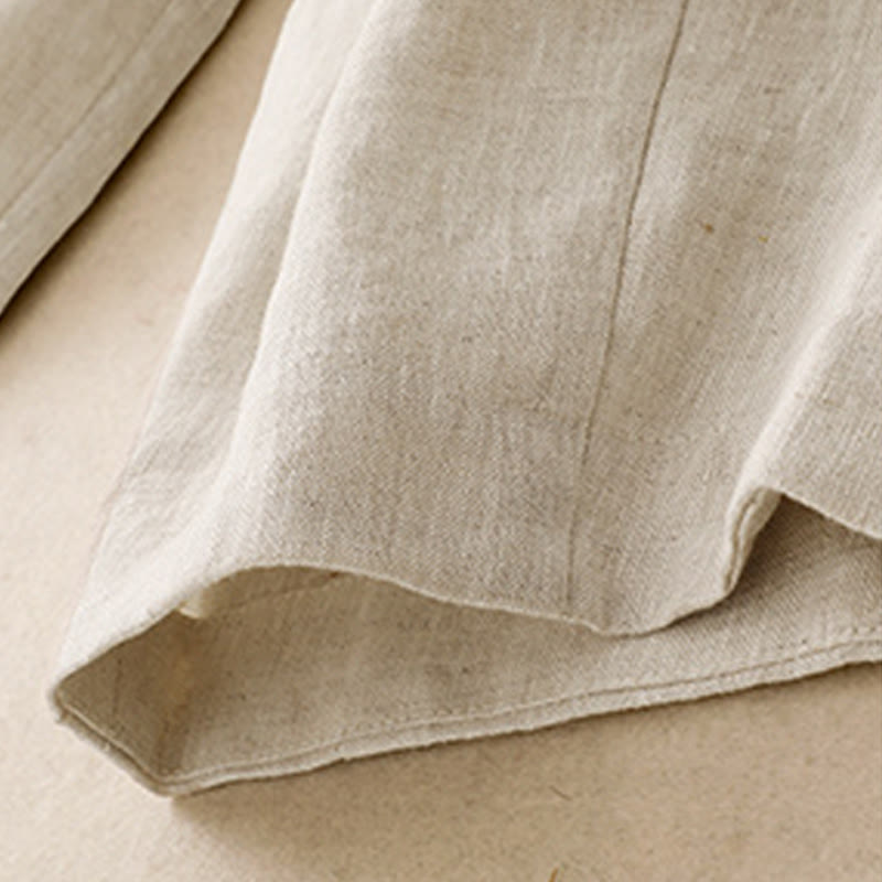 Letnie, gładkie, damskie spodnie haremowe z bawełny i lnu z kieszeniami w kolorze "Buddha Stones" - image 13