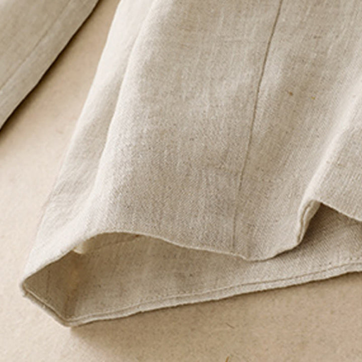 Letnie, gładkie, damskie spodnie haremowe z bawełny i lnu z kieszeniami w kolorze "Buddha Stones" - image 13