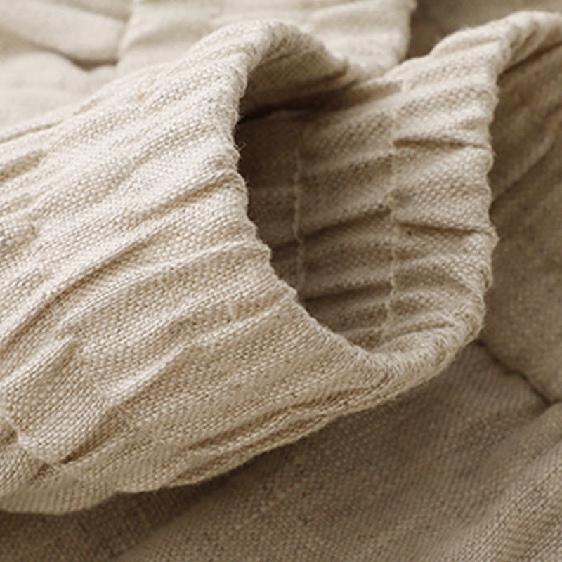 Letnie, gładkie, damskie spodnie haremowe z bawełny i lnu z kieszeniami w kolorze "Buddha Stones" - image 18