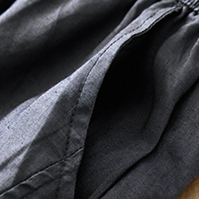 Spodnie damskie haremowe z bawełny i lnu z kieszeniami, swobodne, proste, z Buddha Stones - image 1