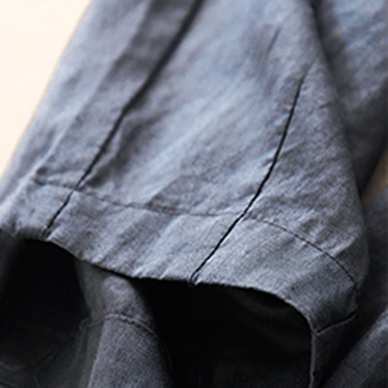 Spodnie damskie haremowe z bawełny i lnu z kieszeniami, swobodne, proste, z Buddha Stones - image 4