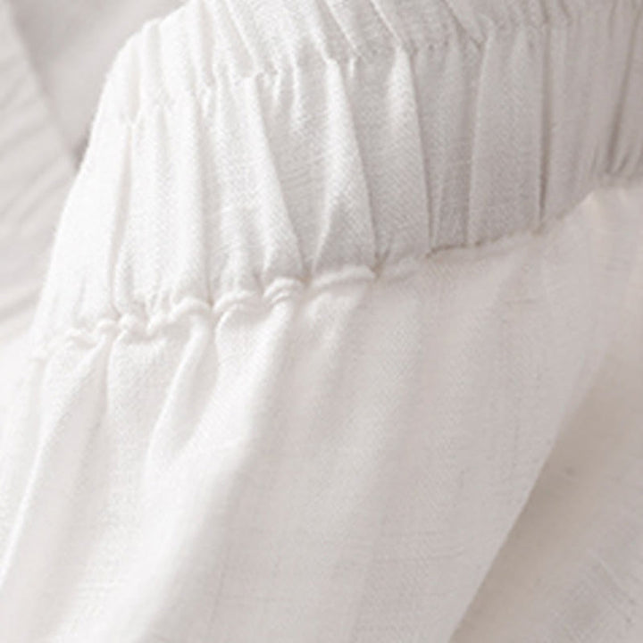 Spodnie damskie haremowe z bawełny i lnu z kieszeniami, swobodne, proste, z Buddha Stones - image 6