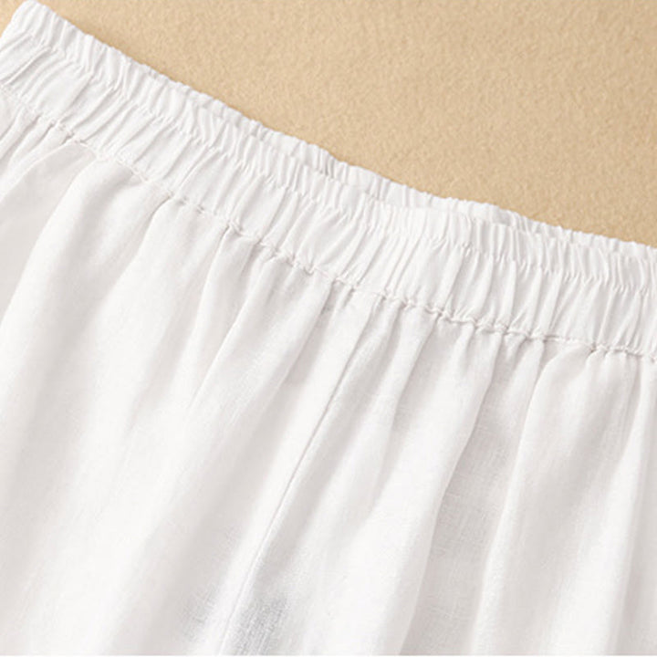 Spodnie damskie haremowe z bawełny i lnu z kieszeniami, swobodne, proste, z Buddha Stones - image 9