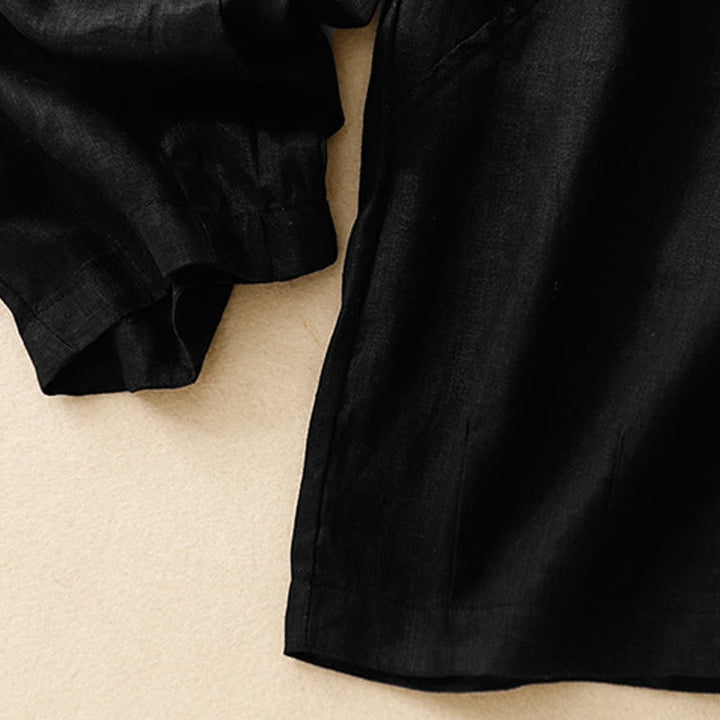 Spodnie damskie haremowe z bawełny i lnu z kieszeniami, swobodne, proste, z Buddha Stones - image 13