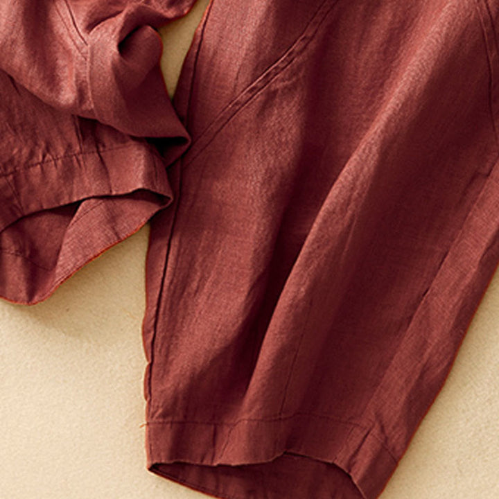 Spodnie damskie haremowe z bawełny i lnu z kieszeniami, swobodne, proste, z Buddha Stones - image 18