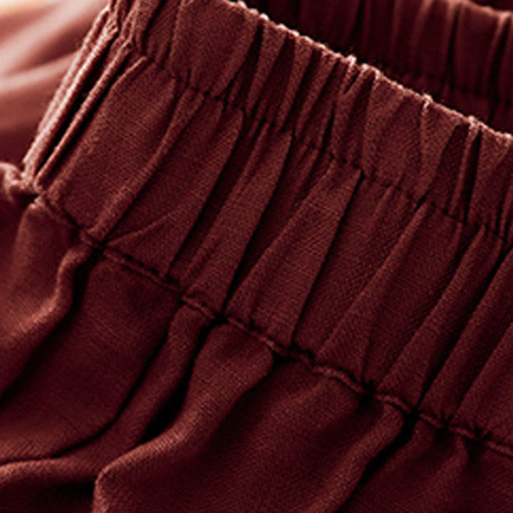 Spodnie damskie haremowe z bawełny i lnu z kieszeniami, swobodne, proste, z Buddha Stones - image 17