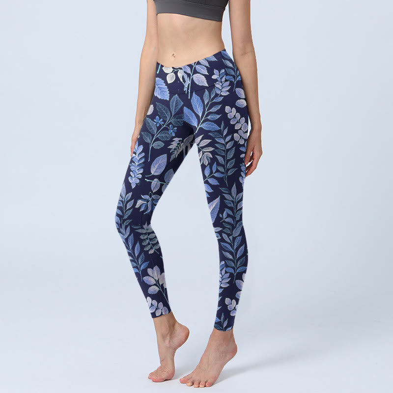 Damskie legginsy do jogi z nadrukiem w fioletowe Buddha Stones - DarkSlateBlue - US18, UK/AU22, EU50 (4XL) - image 0