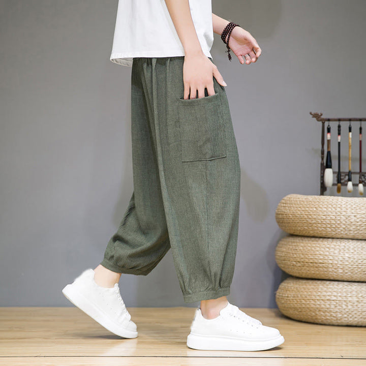 Spodnie haremowe męskie Buddha Stones, skrócone, długość 7-8, z kieszeniami bocznymi - image 7