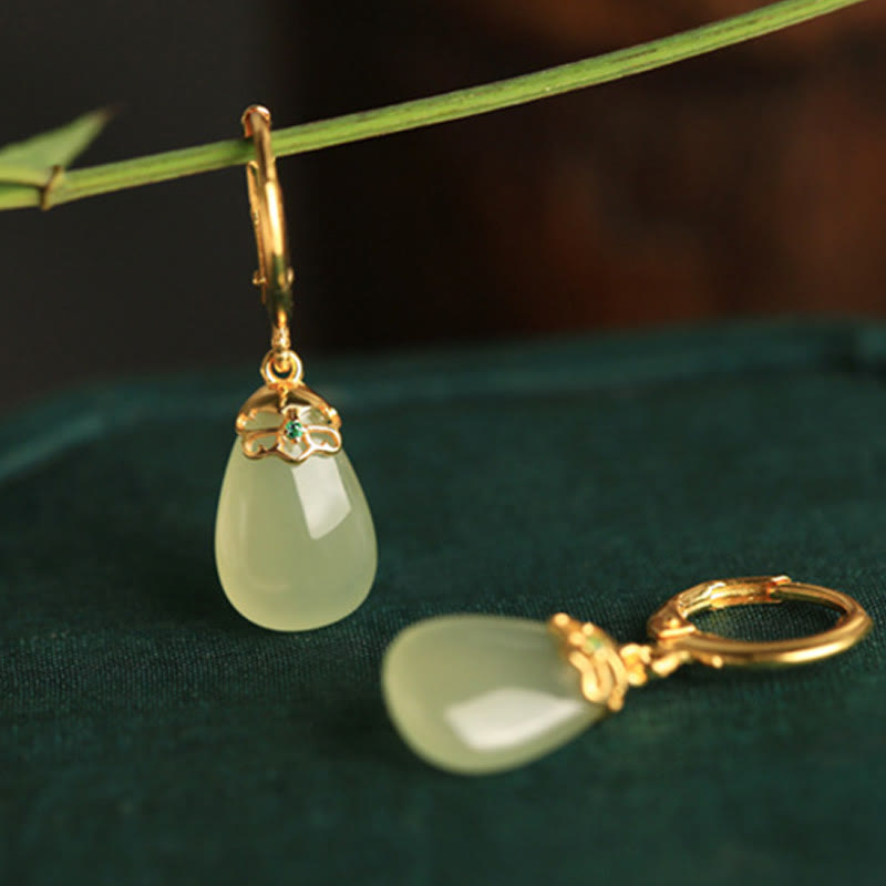 Kolczyki z Buddha Stones, zielony chalcedon, kropla wody, wytrzymałość, miedź - image 11