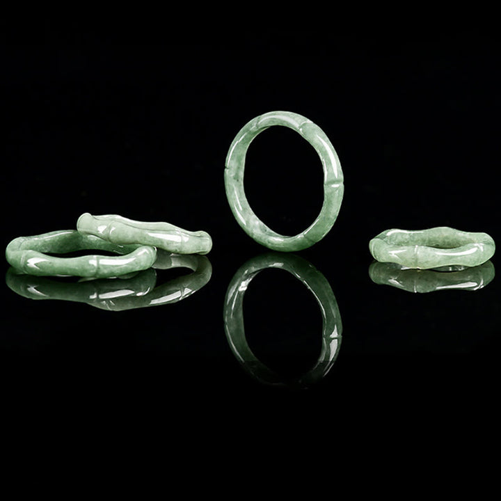 Pierścień z naturalnego bambusa z Buddha Stones i jadeitem o obfitości - image 10