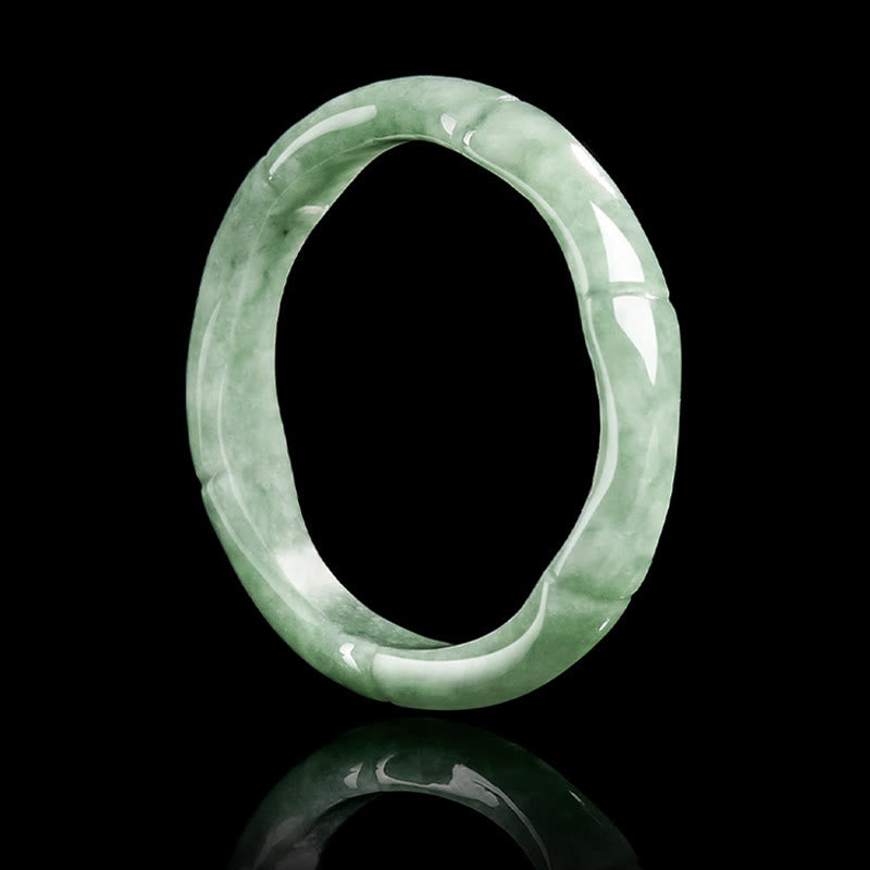 Pierścień z naturalnego bambusa z Buddha Stones i jadeitem o obfitości - image 2