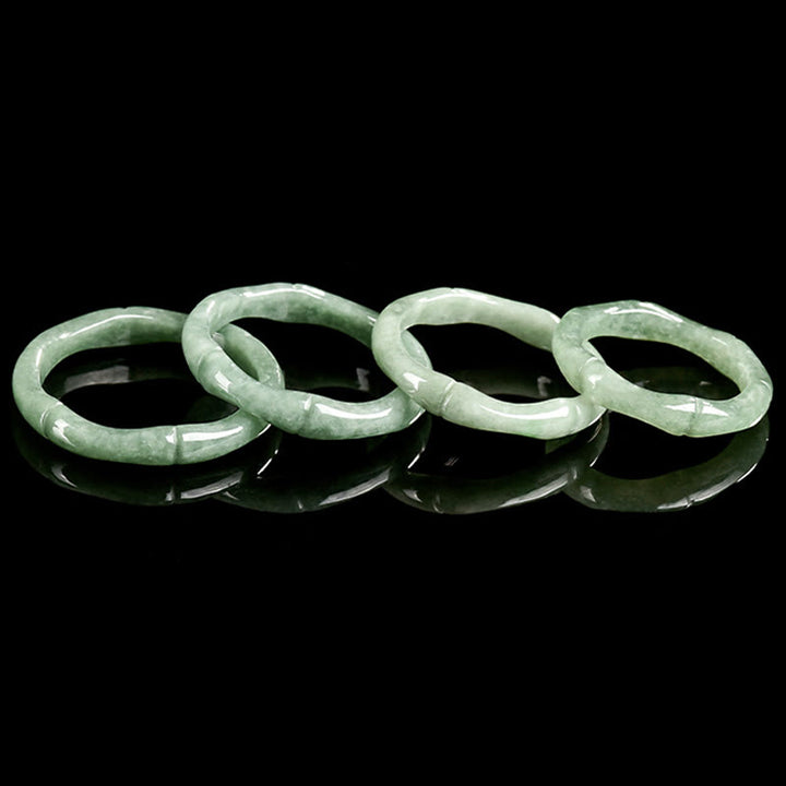 Pierścień z naturalnego bambusa z Buddha Stones i jadeitem o obfitości - image 12