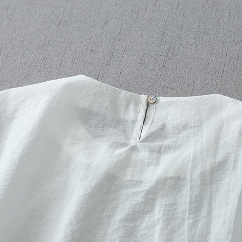 Koszula damska z krótkim rękawem i okrągłym dekoltem z koralikami i Buddha Stones - image 9