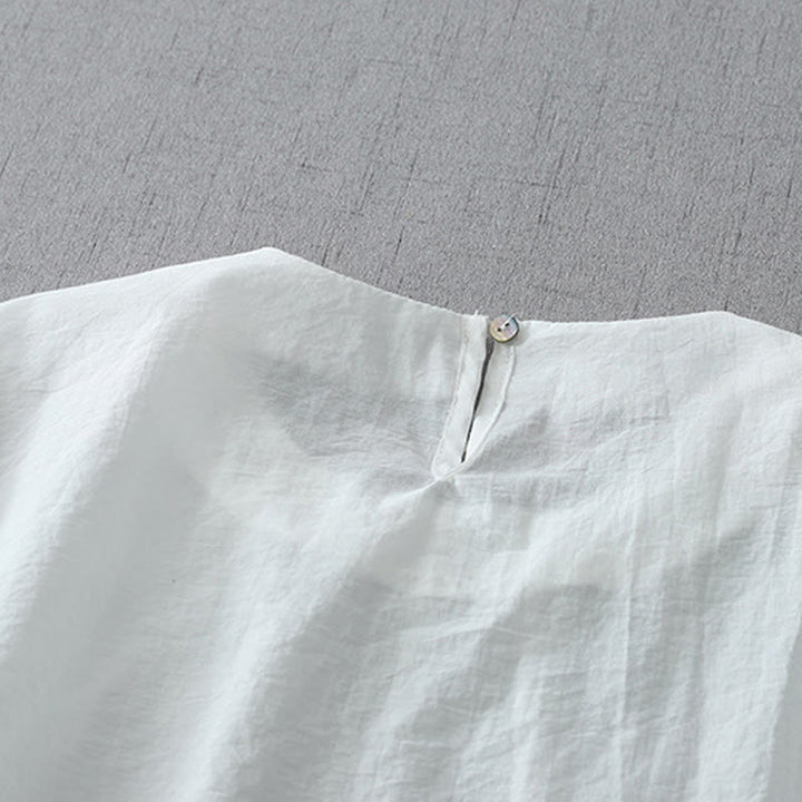 Koszula damska z krótkim rękawem i okrągłym dekoltem z koralikami i Buddha Stones - image 9