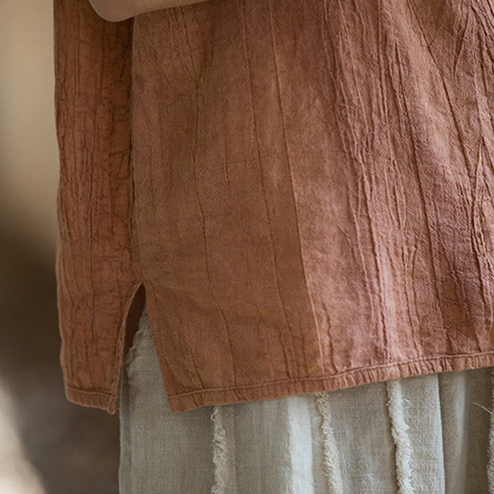 Buddha Stones Letnia kamizelka damska z bawełny ramii bez rękawów z nadrukiem tie-dye i guzikami żaby - image 12