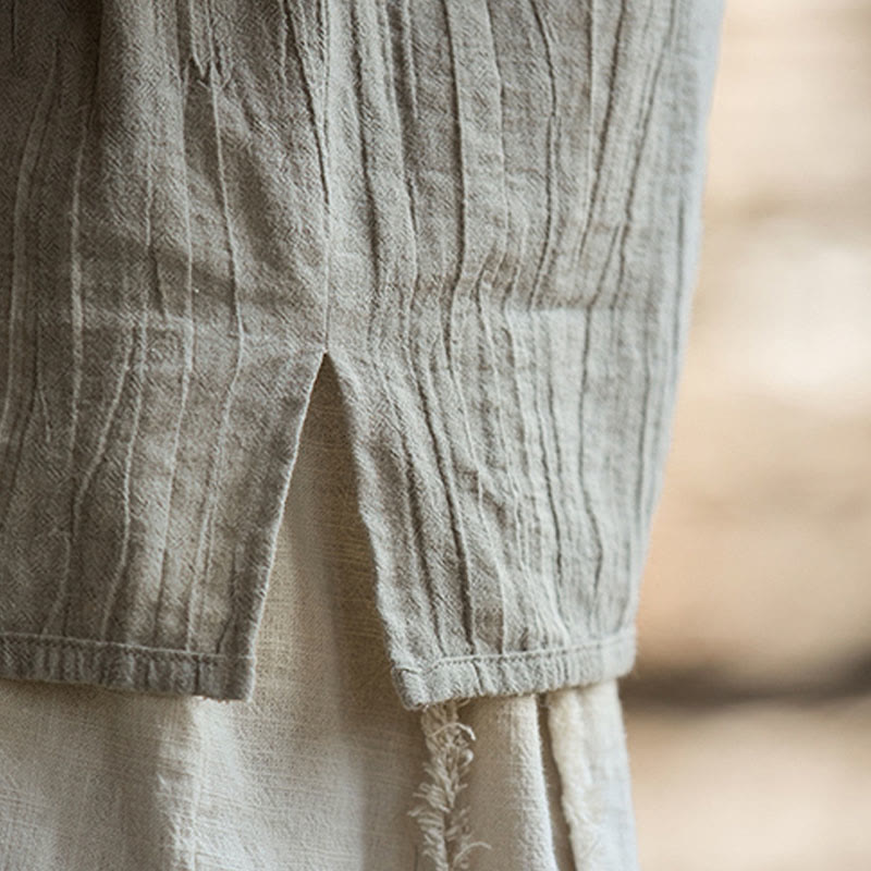 Buddha Stones Letnia kamizelka damska z bawełny ramii bez rękawów z nadrukiem tie-dye i guzikami żaby - image 25