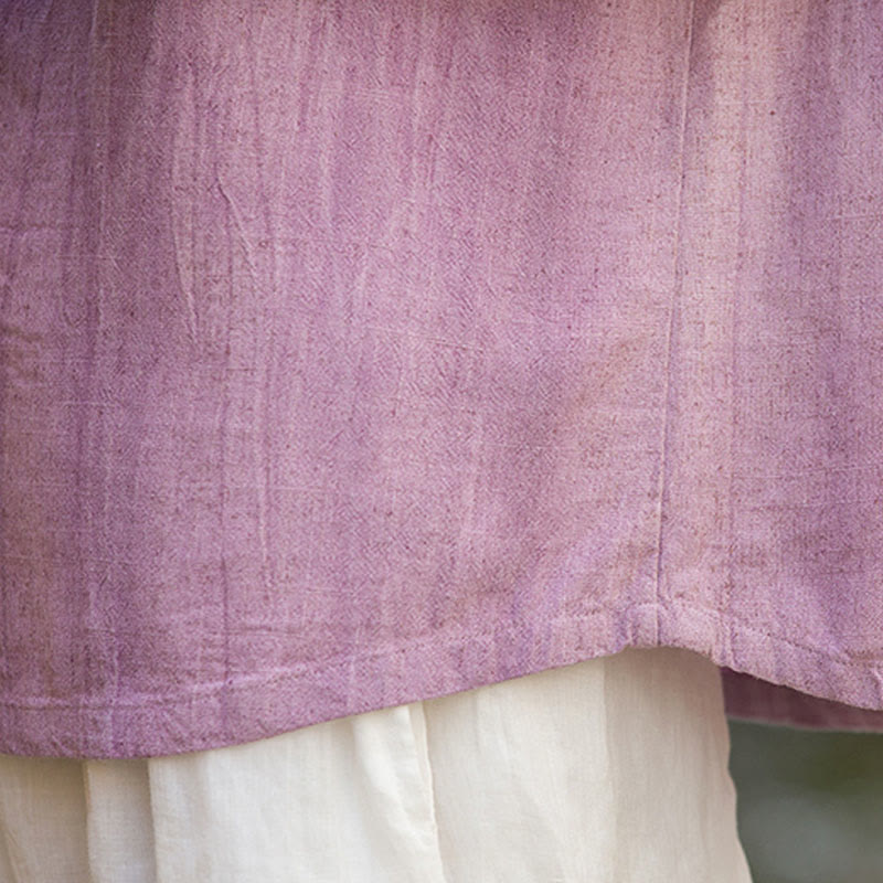 Buddha Stones Letnia kamizelka damska bez rękawów z guzikami tie-dye z lnu - image 20