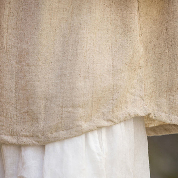 Buddha Stones Letnia kamizelka damska bez rękawów z guzikami tie-dye z lnu - image 29